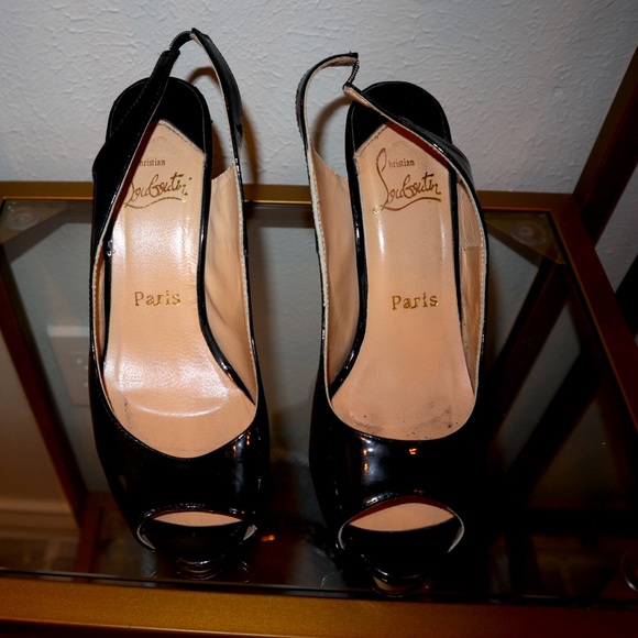 Christian Louboutin Shoes - Christian Loboutin peep toe sling back in Patent leather black